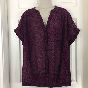 Torrid Animal Print Button Down Sheer Blouse
